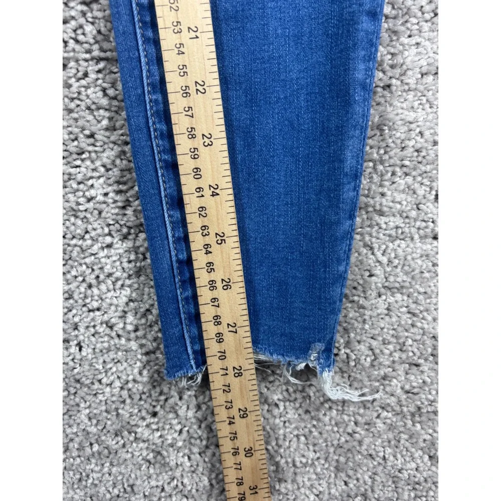American Eagle Ne(X)t Level Stretch Jeggings‎ Blue Wash Distressed Hem Size 2
